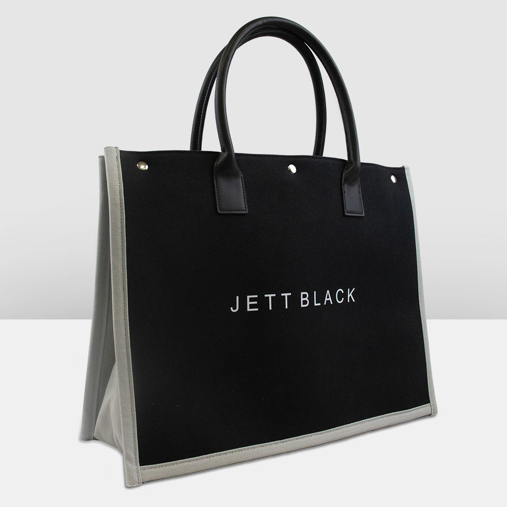 Jett Black - Jetset Carry All Canvas Tote Bag Shopper Travel Book