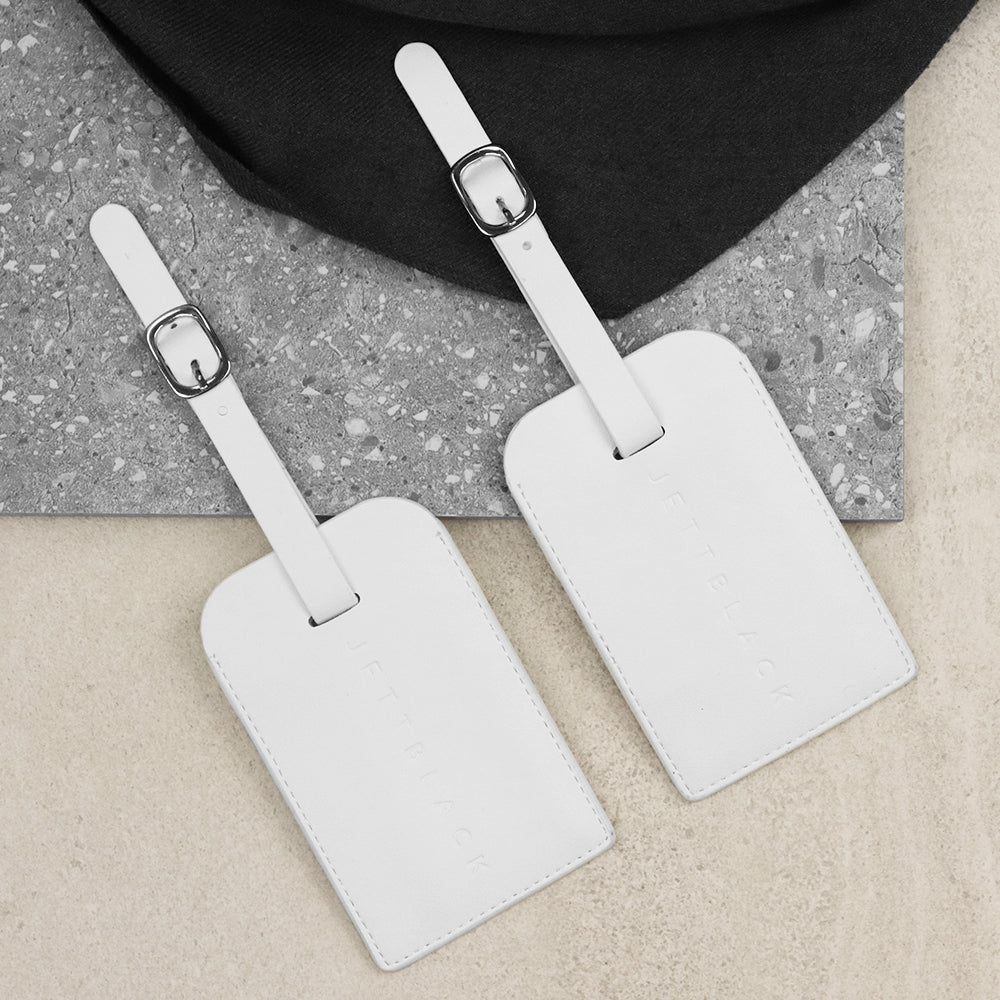 White leather luggage tags 2025