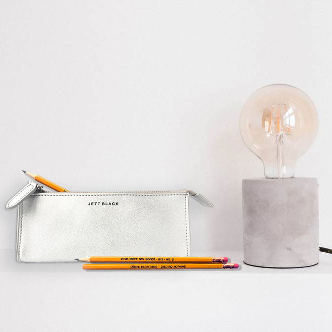 Jett Metallic Leather Pencil Case