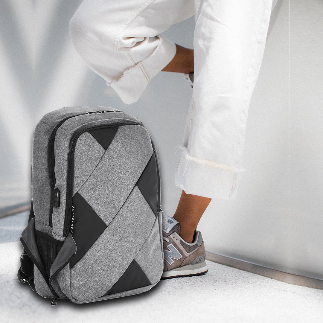 Netjets Backpack Jett Black. - Nevada Grey Black Backpack with Laptop Compartment – J E ...